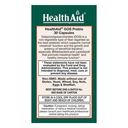 HealthAid GOSPrebio, Prebiotic Fiber, Once Daily, 30ct, Helps Proliferation of Beneficial Bacteria in the Gut, Galactooligosaccharides