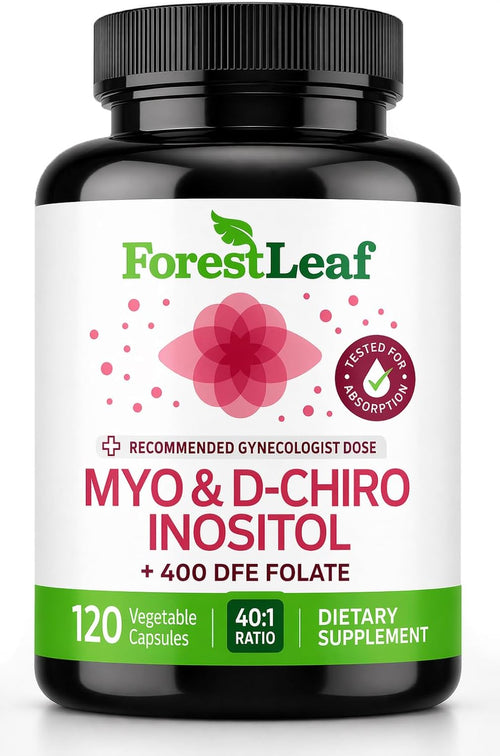 Myo-Inositol & D-Chiro Inositol Supplement for Women's Health - Fertility Supplements Women - Inositol 40:1 Ratio Support Ovarian Function & Healthy Hormone Balance Women - 2050mg - 120 Powder Caps