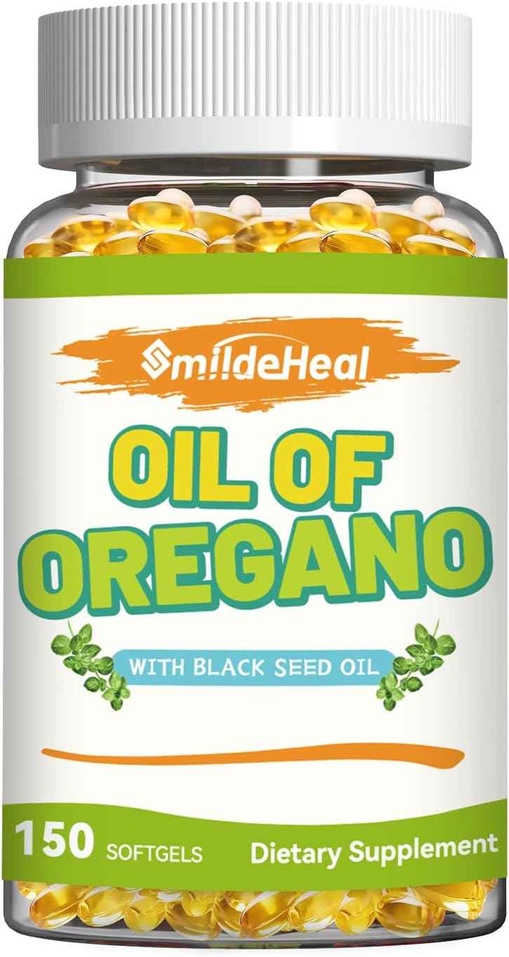 Oregano Oil with Black Seed Oil Softgels - Gluten Free, Non-GMO,150 Softgels, 75-Day Supply