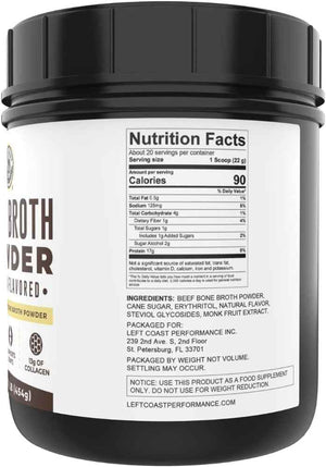 Left Coast Performance Vanilla Bone Broth Protein Powder, 16oz + Chocolate Bone Broth Protein Powder 16oz
