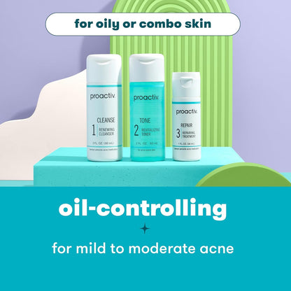 Proactiv 3 Step Acne Treatment w/ Pimple Patches - Benzoyl Peroxide Face Wash, Repairing Acne Spot Treatment for Face and Body, Exfoliating Toner - 90 Day Complete Acne Skin Care Kit + Pimple Patches