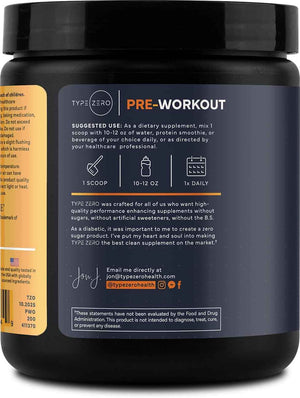 Type Zero Clean Pre Workout Powder (Pineapple Mango) 21 Servings - 200mg Natural Caffeine, L-Citrulline Malate, Beta Alanine, Alpha GPC, Huperzine A, Himalayan Salt, Sugar Free