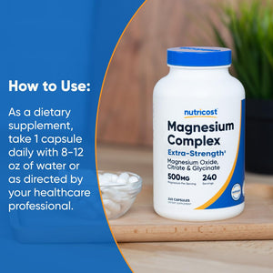 Nutricost Magnesium Complex 500mg, 240 Capsules - Magnesium Oxide, Citrate, and Glycinate - Gluten Free and Non-GMO Nutricost buy supplements Au