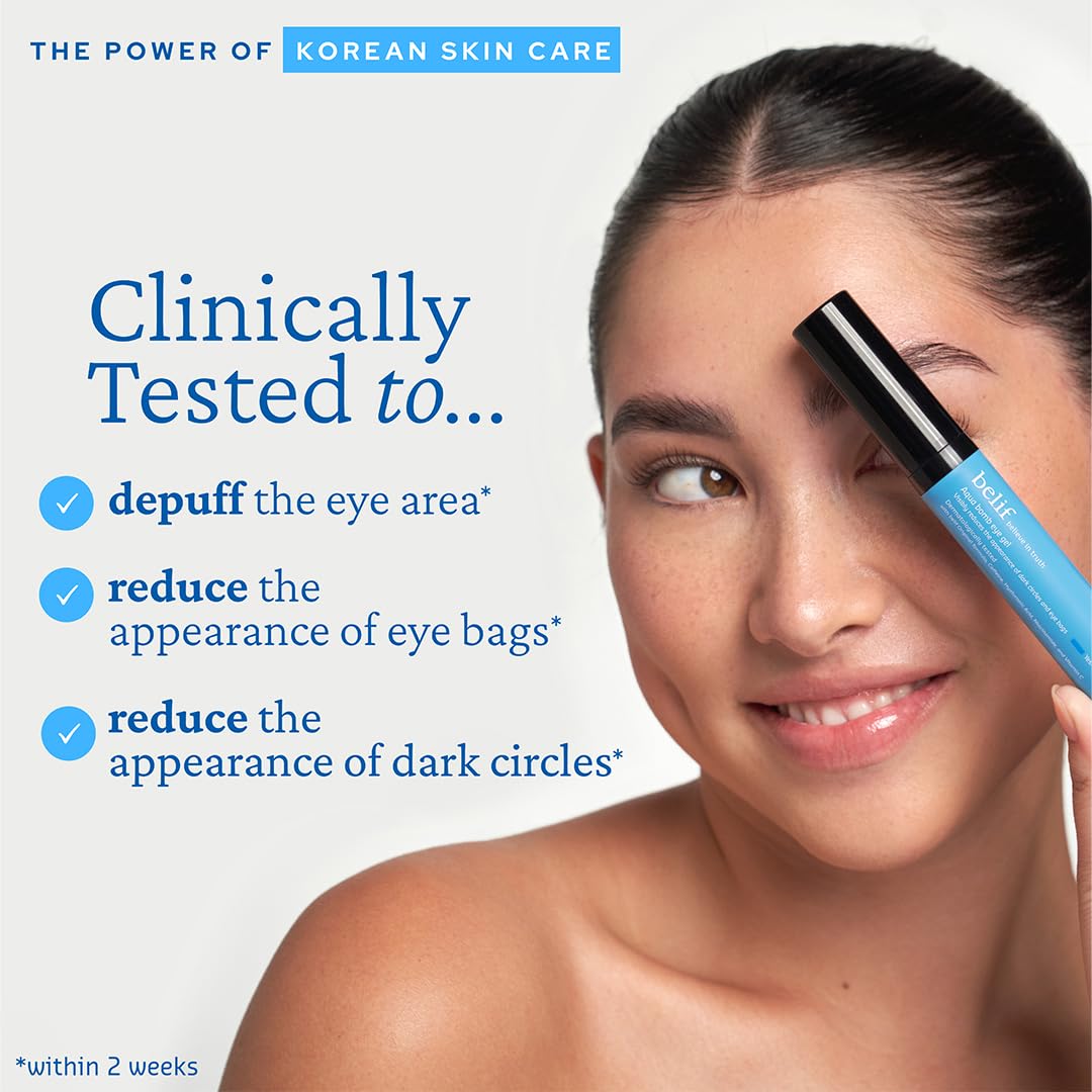 belif Aqua Bomb Cooling Eye Gel (15ml / 0.5 fl. oz.) – Hydrating Eye Treatment with Caffeine, Hyaluronic Acid & Vitamin C | Korean Skincare