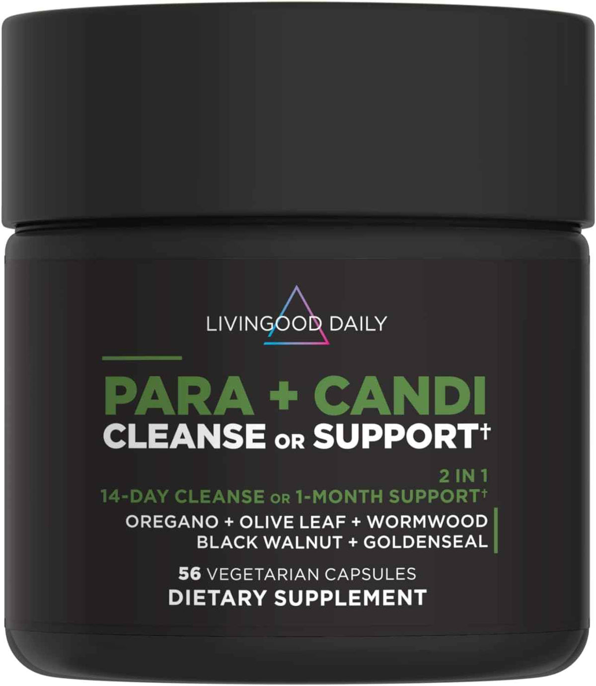 Livingood Herbal Digestive Balance Support with Oregano, Olive Leaf, Wormwood & Black Walnut - 56 Vegetarian Capsules