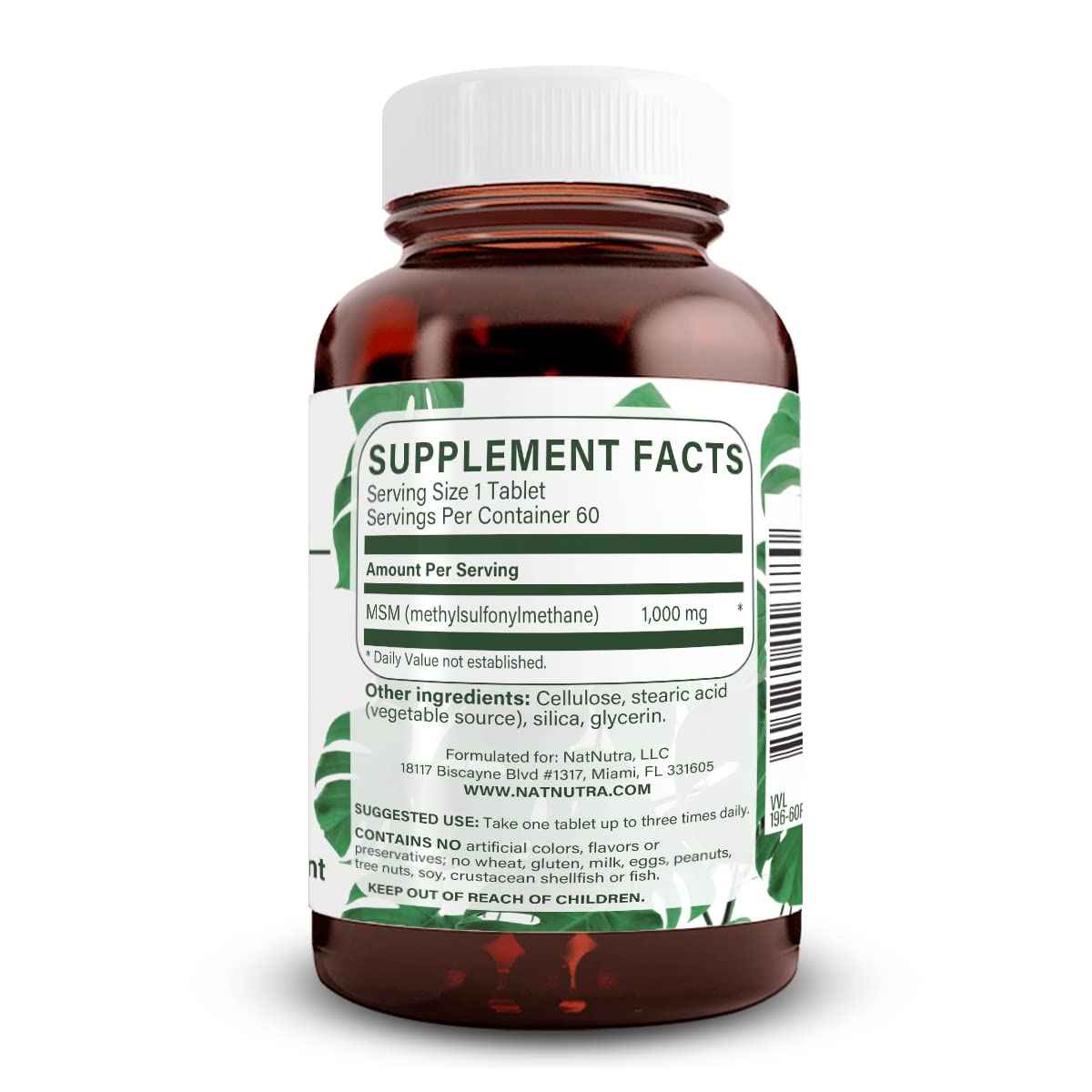 Natural Nutra OptiMSM, MSM Supplement with Sulfur 1000 mg, 120 Vegan Tabs