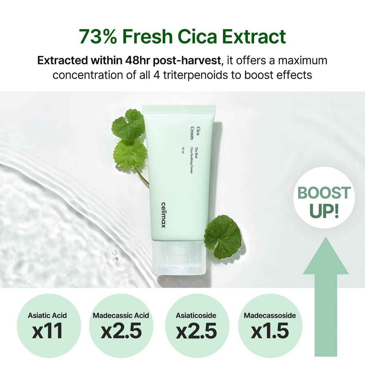 celimax The Real Cica Soothing Cream - with Fresh Cica Extract, Oil Free, Hydrating, Moisturizing, Calming, Dry Oily Combination Sensitive Skin