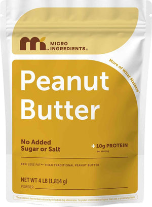 Micro Ingredients Pure Peanut Butter Powder, 4 lb - Made from Fresh Roasted Peanuts - No Added Sugar or Salt - 10g Plant-Based Protein 10% DV, 88% Less Fat - 107 Servings - Non GMO