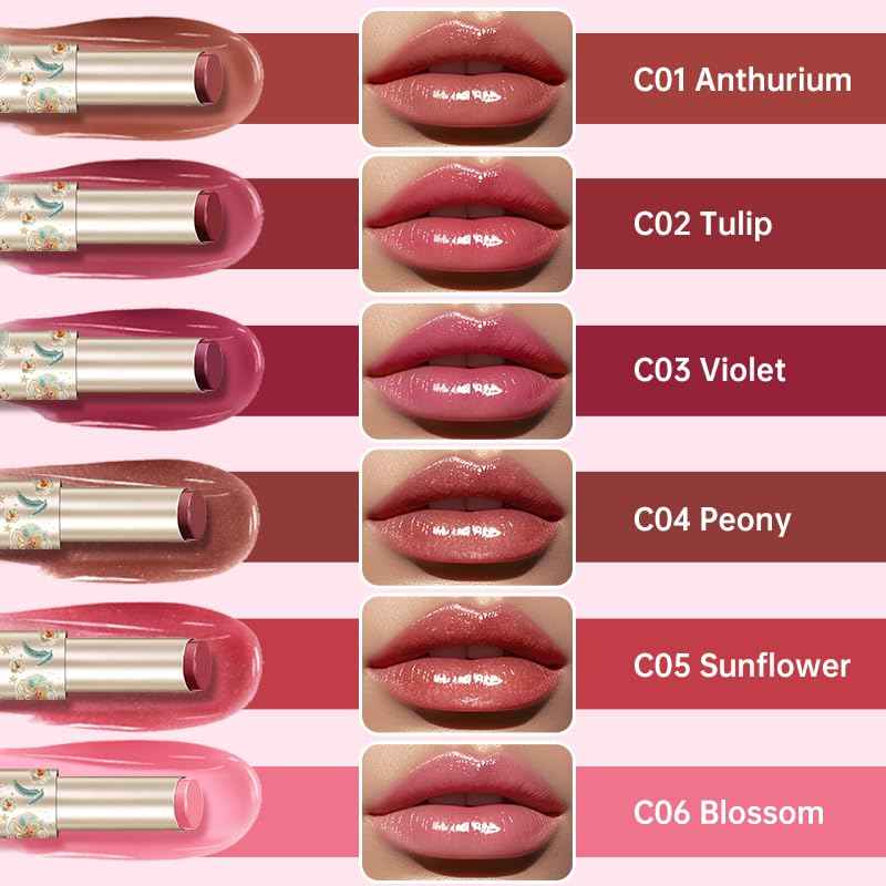 CATKIN Glossy Lip Balm Ultra Hydating Glow Lip Tinted Jelly Plump Melting Balm Shea Butter Repair Soothing For Dry Lips Dewy Finished 0.12 oz C05 SUNFLOWER