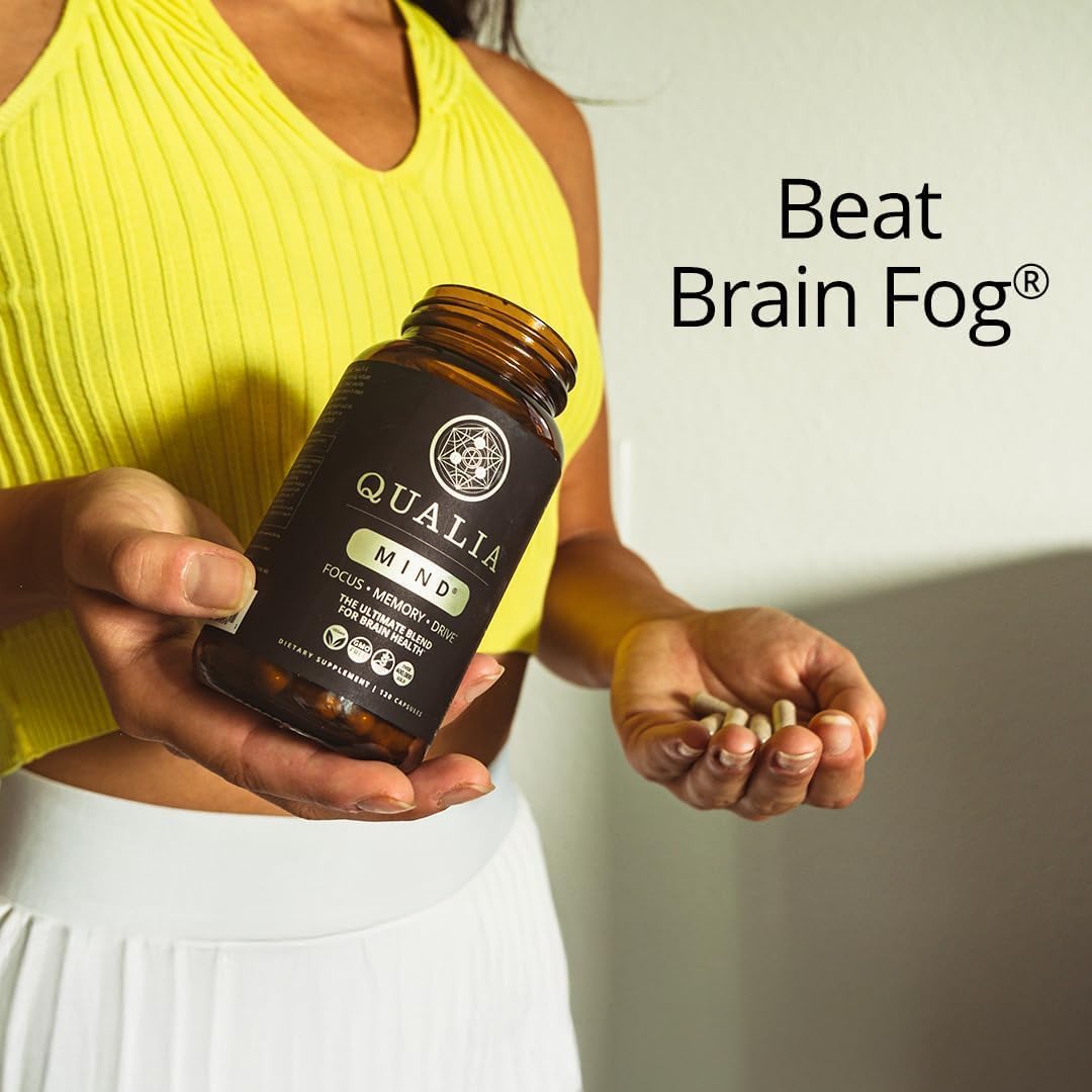 Qualia Mind — Beat Brain Fog - Doctor-Formulated Premium Brain Nourishment - Fuel Focus, Drive & Energy - 32 Ingredients Including Lion’s Mane, Cognizin™, Ginkgo & More - 2 Week Supply*