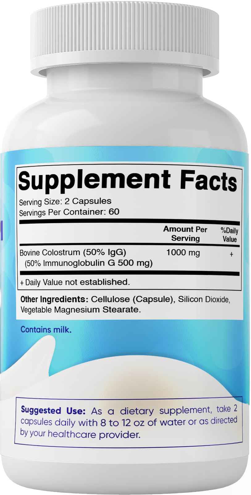 Vitamatic Bovine Colostrum Supplement 1000 mg per Serving - 50% Highest IgG - Supplement for Gut Health, Hair Growth, Beauty, Muscle Recovery, & Immune Support - 120 Capsules - 2 Pack