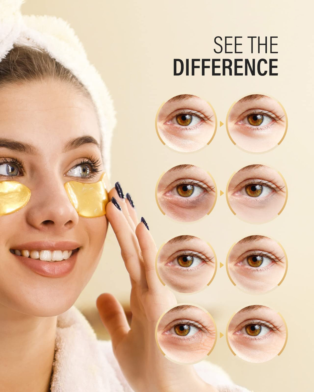 Maskiss 24k Gold Under Eye Patches (8 Pairs) - Mini Sampler Pack Collagen & Gold Eye Mask for Dark Circles & Puffiness