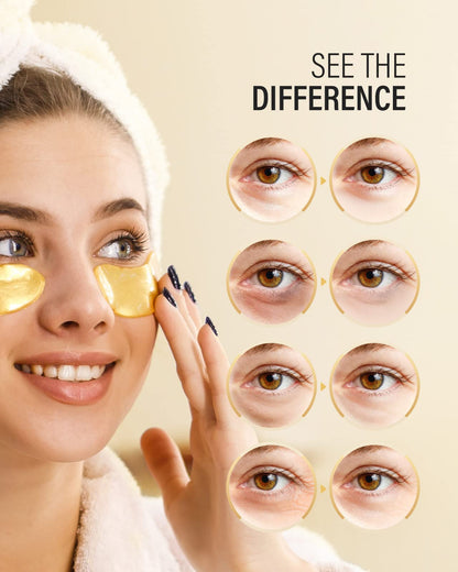 Maskiss 24k Gold Under Eye Patches (50 Pairs) - Value Bulk Pack Collagen Eye Mask for Dark Circles, Puffiness & Wrinkles