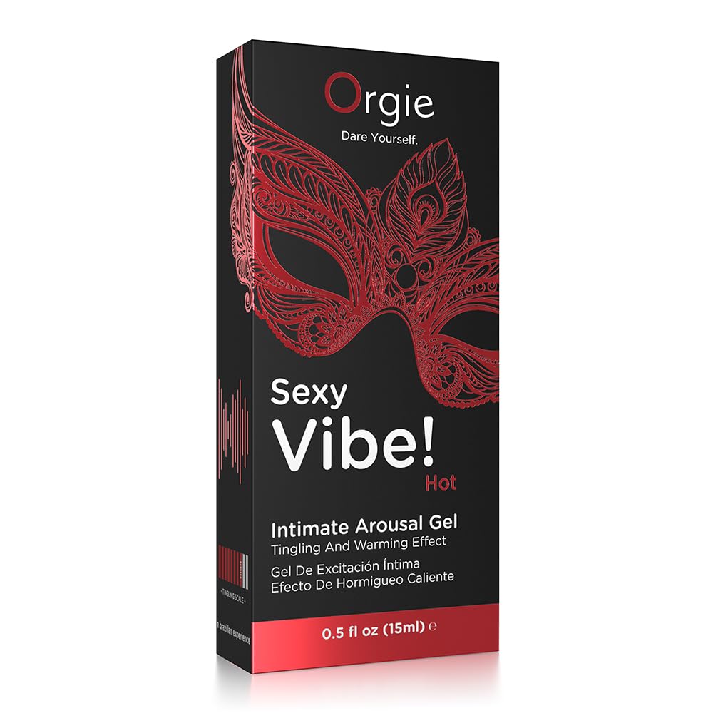 Orgie Sexy Vibe Hot Kissable Arousal Gel – Tingling & Warming Effect with Strawberry Flavor – 0.5 fl oz (15 ml)