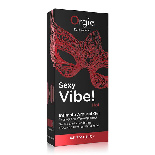Orgie Sexy Vibe Hot Kissable Arousal Gel – Tingling & Warming Effect with Strawberry Flavor – 0.5 fl oz (15 ml)