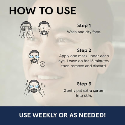 BRO MASK Under Eye Patches for Men - Hydrogel (6 Individual Packs)