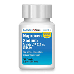 HealthCareAisle Naproxen Sodium, 220 mg - 200 caplets - Pain Reliever and Fever Reducer, Up to 12 Hours of Relief