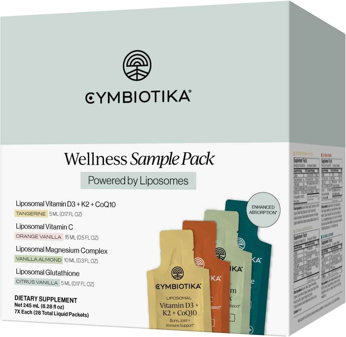 CYMBIOTIKA Liposomal Essentials Sampler, 4 Daily Favorites, 28 Packets