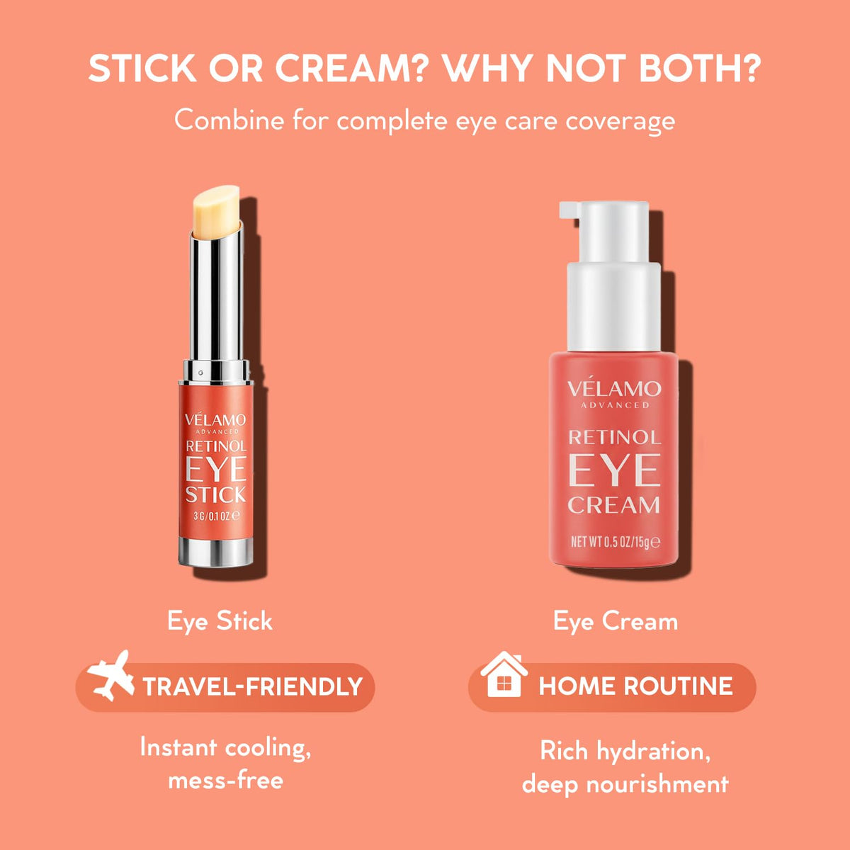 VELAMO ADVANCED Retinol Eye Stick (3g) - Renewing & Firming Under Eye Balm for Dark Circles, Puffiness & Wrinkles
