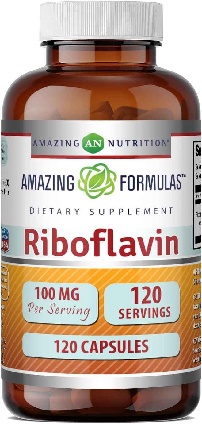 Amazing Formulas Riboflavin (Vitamin B2) Supplement - 100 Mg Per Serving - 120 Capsules - Non-GMO - Gluten Free - Made in USA