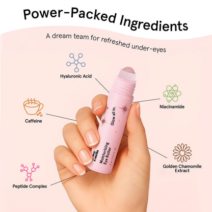Grace & Stella Under Eye Brightener - 15ml (0.51oz) - Rose Quartz Rollerball Eye Serum with Hyaluronic Acid & Caffeine