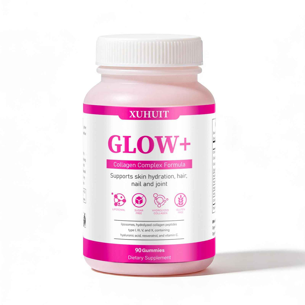 PBZPBZ Glow Collagen Gummies with Hyaluronic Acid & Resveratrol - Gentle Support for Skin, Hair & Nail Care - Non-GMO - 90 Count (1)