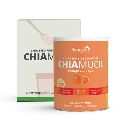 BENEXIA Chiamucil Prebiotic Chia & Inulin Fiber Powder, Orange, 80 Serv