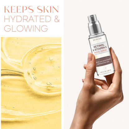 Skin 2.0 Retinol & Vitamin E Face Serum - 1.69 Fl. oz, Cruelty-Free, Reduces Acne Scars, Wrinkles, Anti-Aging, Skin Renewal, Hydrating, Korean Beauty