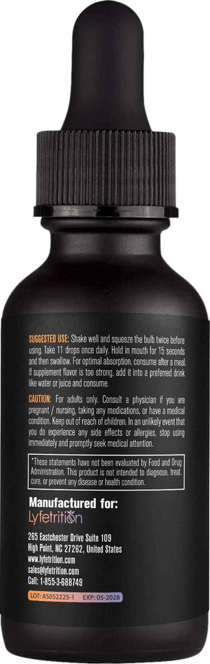 Lyfetrition GABA with L-Theanine, Ginkgo Biloba (Salisburia biloba) Extract, Organic Peruvian MACA Root (Lepidium meyenii) Extract, 118 ml, 4 FL Oz Liquid, 220 Servings, Made in USA, Quick Absorption