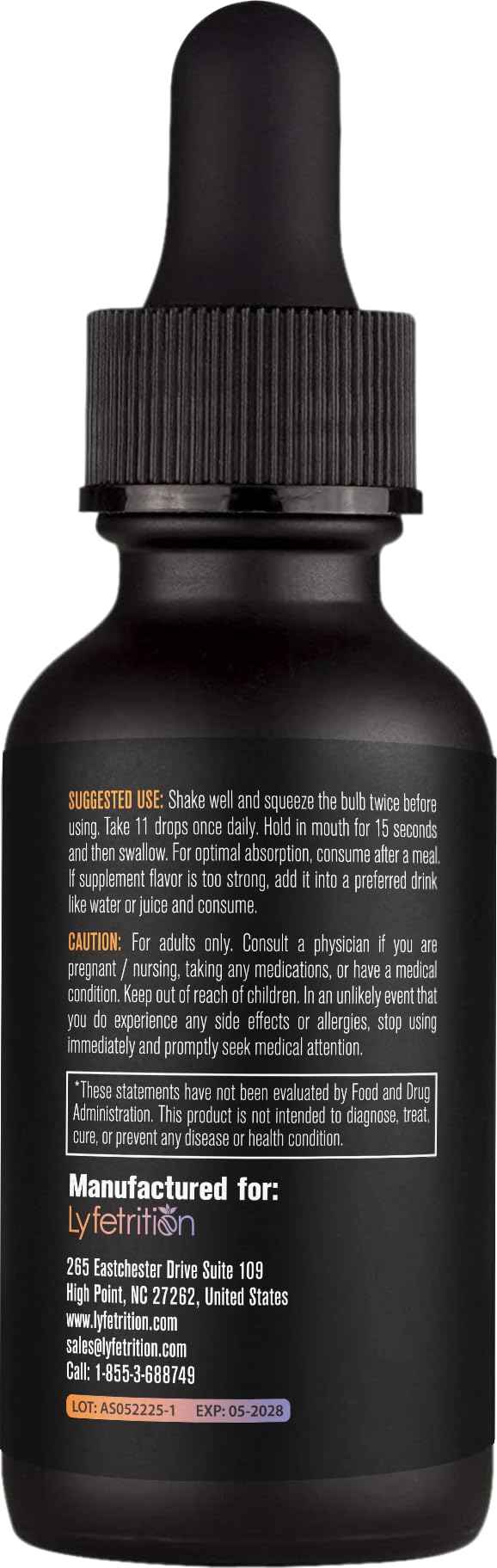 Lyfetrition GABA with L-Theanine, Ginkgo Biloba (Salisburia biloba) Extract, Organic Peruvian MACA Root (Lepidium meyenii) Extract, 118 ml, 4 FL Oz Liquid, 220 Servings, Made in USA, Quick Absorption