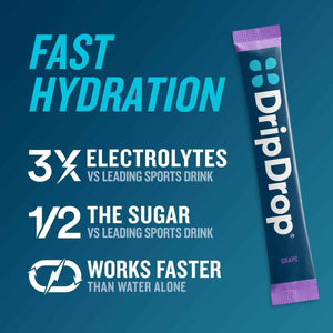 DripDrop Hydration Packets - Juicy Variety Pack - Single Serve Electrolytes Powder Drink Mix - Grape, Fruit Punch, Strawberry Lemonade, Cherry