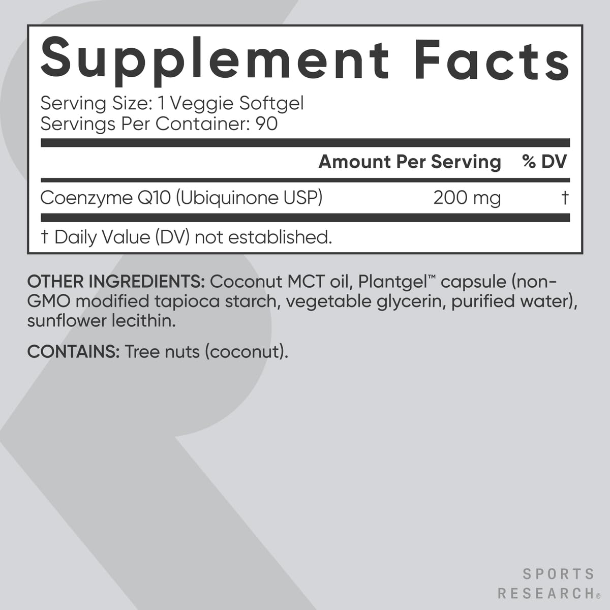 Sports Research CoQ10 (100mg) Enhanced w/Coconut Oil & Bioperine (Black Pepper) for Better Absorption - Vegan Certified, Non-GMO Verified (120 Veggie Softgels)