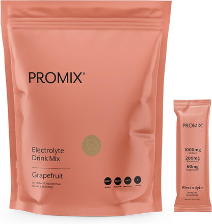 ProMix Nutrition Electrolytes Powder Hydration Packets - Himalayan Pink Salt, Magnesium, Potassium, Vitamin C - Sugar Free - 30 Count