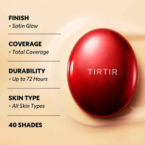 TIRTIR Mask Fit Red Cushion Foundation - Full coverage, Weightless, Skin fit, Satin Glow Finish, Korean Makeup BB Foundation, beauty, Tattoo cover up, Buildable (#23N Sand, 0.63 Fl Oz)
