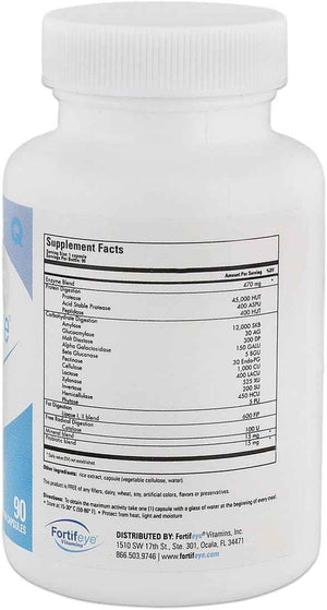 Fortifeye Digestive Enzymes with Probiotics for Digestive Health 90 Capsules 30 Day Supply - Full Spectrum Plant-Based Vegan Supplement, Supports Digestion, Immune System and Nutrient Absorption