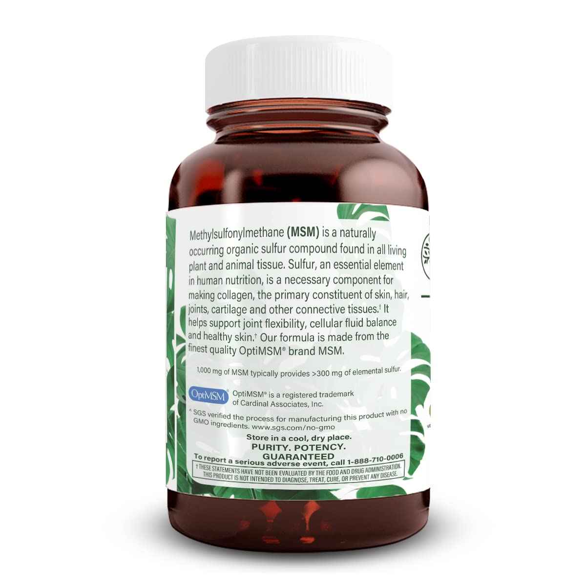 Natural Nutra OptiMSM, MSM Supplement with Sulfur 1000 mg, 120 Vegan Tabs