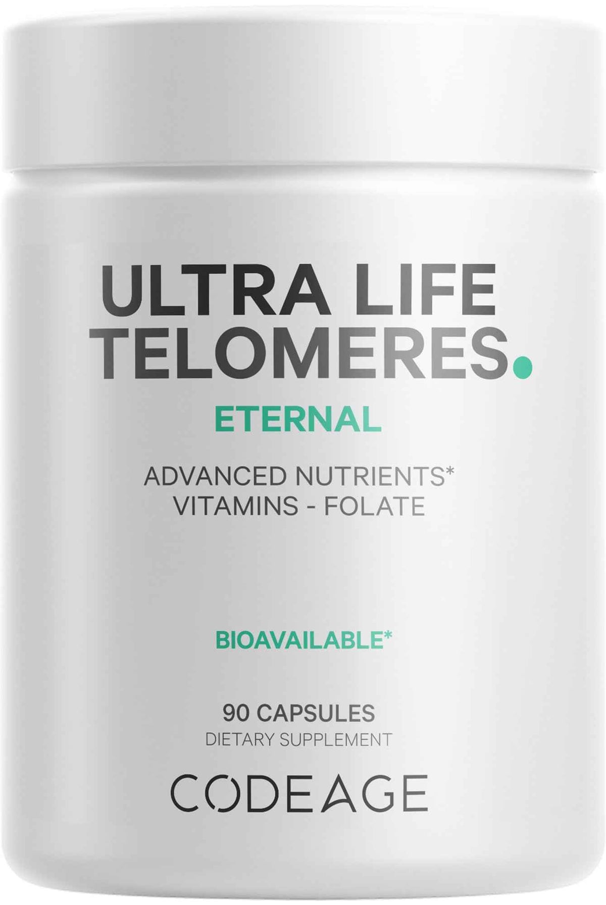 Codeage Ultra Life Telomeres Supplement - 5 MTHF Folate Vitamin B9, Vitamin B12 Methylcobalamin, Vitamin D3, L-Theanine, Ashwagandha - 3-Month Supply - DNA, Methylation Cycle - Non-GMO - 90 Capsules