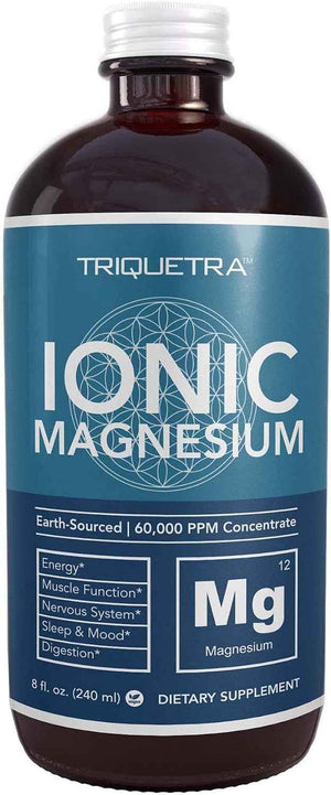 Liquid Magnesium - 8 oz - Ionic Magnesium Chloride, Highest & Fastest Absorption - Calm Mood, Sleep, Muscle Cramps & Spasms, Natural Laxative - Vegan, Glass Bottle (96 Servings)