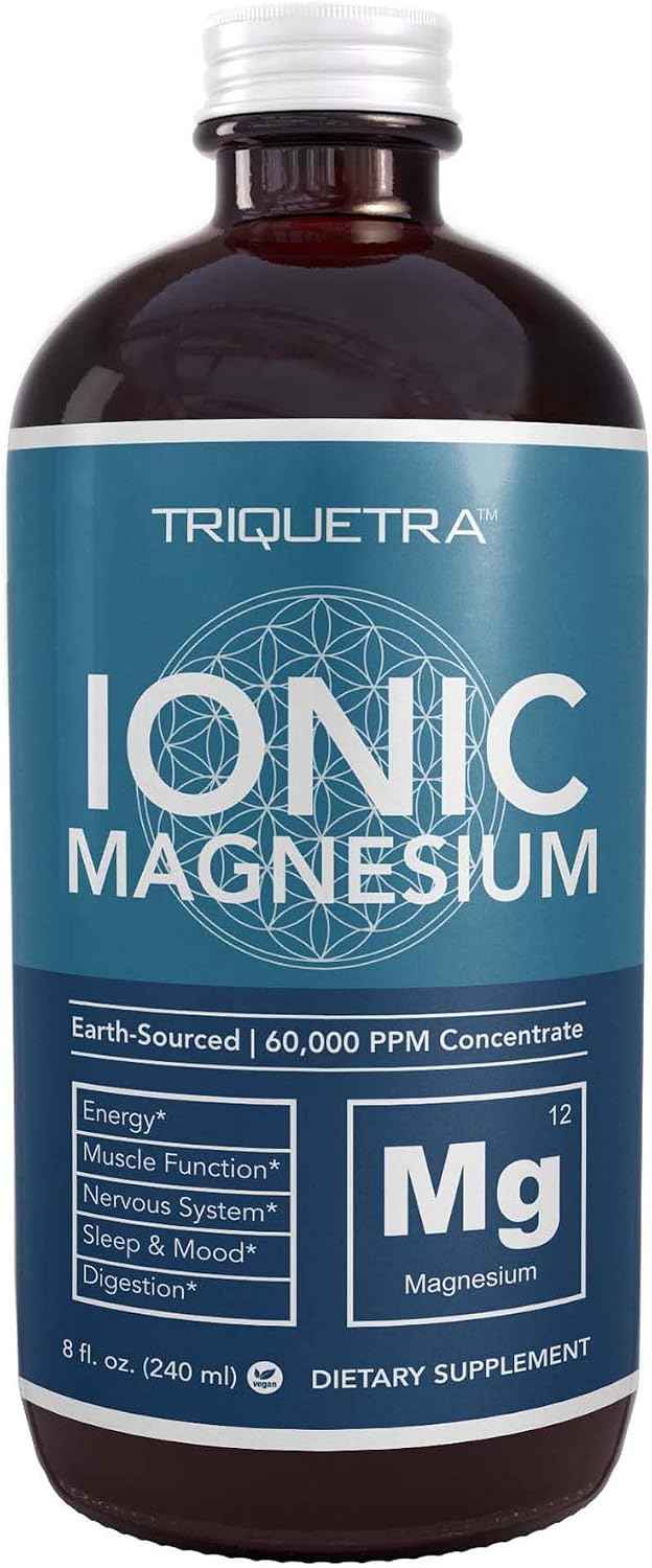 Liquid Magnesium - 8 oz - Ionic Magnesium Chloride, Highest & Fastest Absorption - Calm Mood, Sleep, Muscle Cramps & Spasms, Natural Laxative - Vegan, Glass Bottle (96 Servings)