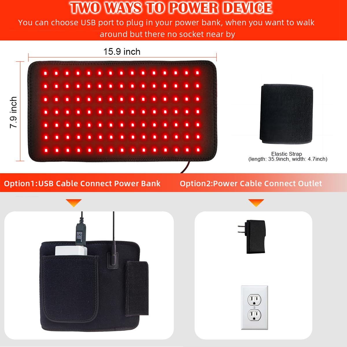 Red Light Therapy Infrared Light Therapy Pad for Body Pain NIR Deep Therapy for Back Knee Hands