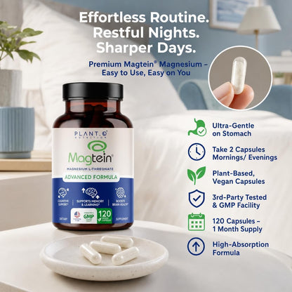 Magnesium L-Threonate Capsules - Brain & Sleep Support - 144mg Elemental Magnesium per Serving - High Absorption Cognitive & Memory Support - 120 Capsules
