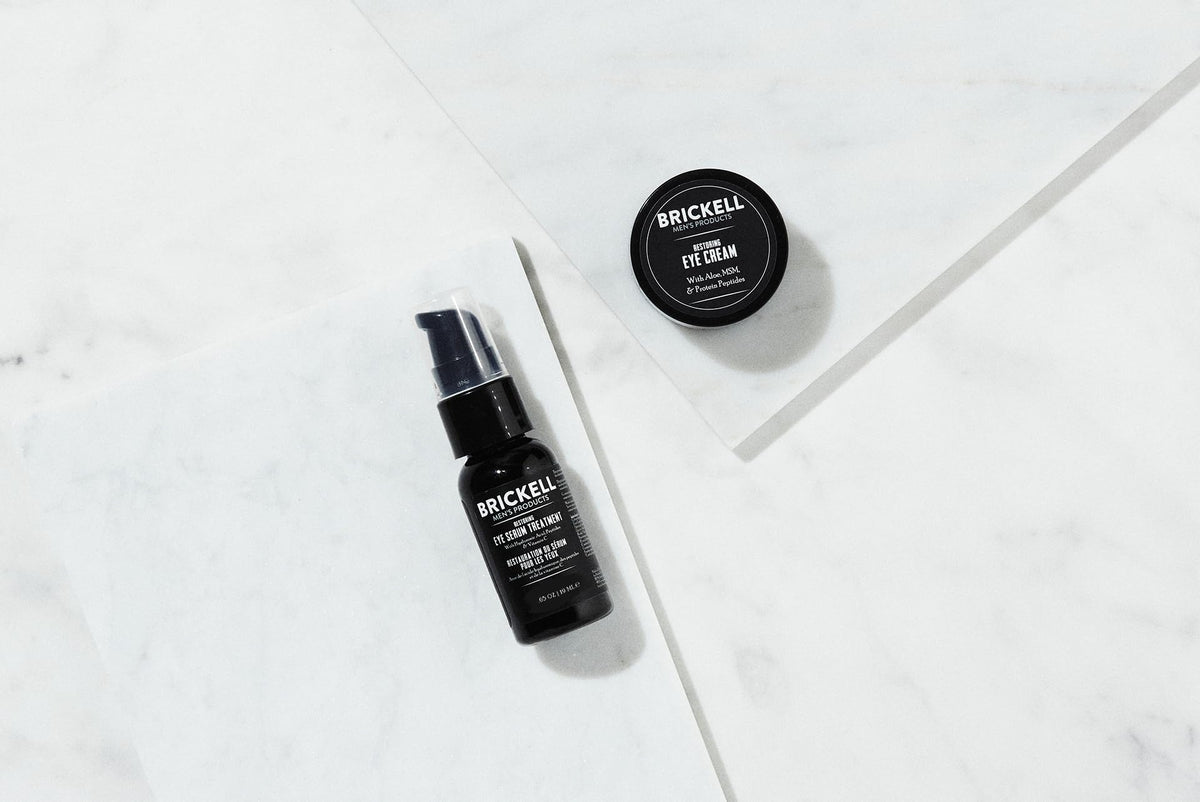 Brickell Men's Restoring Eye Routine - Eye Cream & Serum Set
