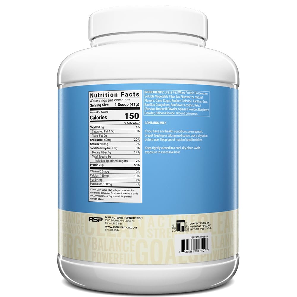 TrueFit Grass-Fed Whey Protein Powder + Fiber & Probiotics, Vanilla Shake - 25g Gut Healthy Protein with Fiber, Probiotics & Non-GMO Superfoods for Complete Meal Replacement Shake with Nothing Fake