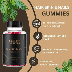 Black Girl Vitamins Look Good Feel Good Bundle - Hair Skin & Nails, Vitamin D3 2000IU & Once a Day Multivitamin - Women's Supplement Bundle