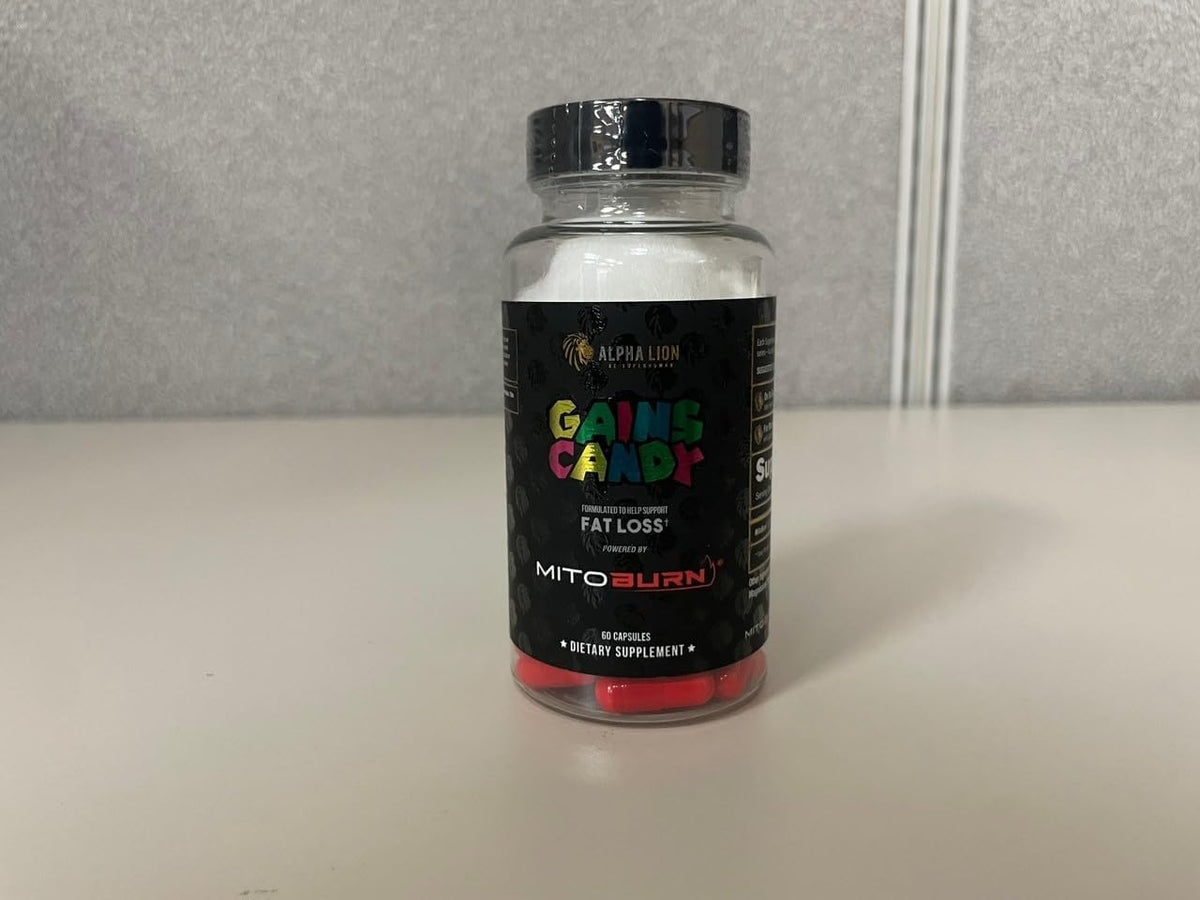 ALPHA LION Gains Candy, Supplement Pills that Support Weight Loss, Appetite Suppressant, Keto-Diet Friendly, Decrease Body Fat, Upgrade Energy & Workout Performance, 60 Capsules (MitoBurn)