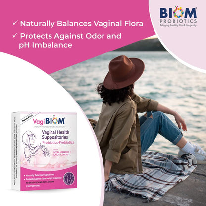 VagiBiom Probioitc Suppository Convenient Travel Pack with 2 Suppositories