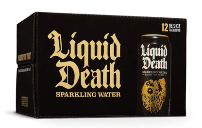 Liquid Death Sparkling Mountain Water, 16.9 oz Tallboys (12-Pack)