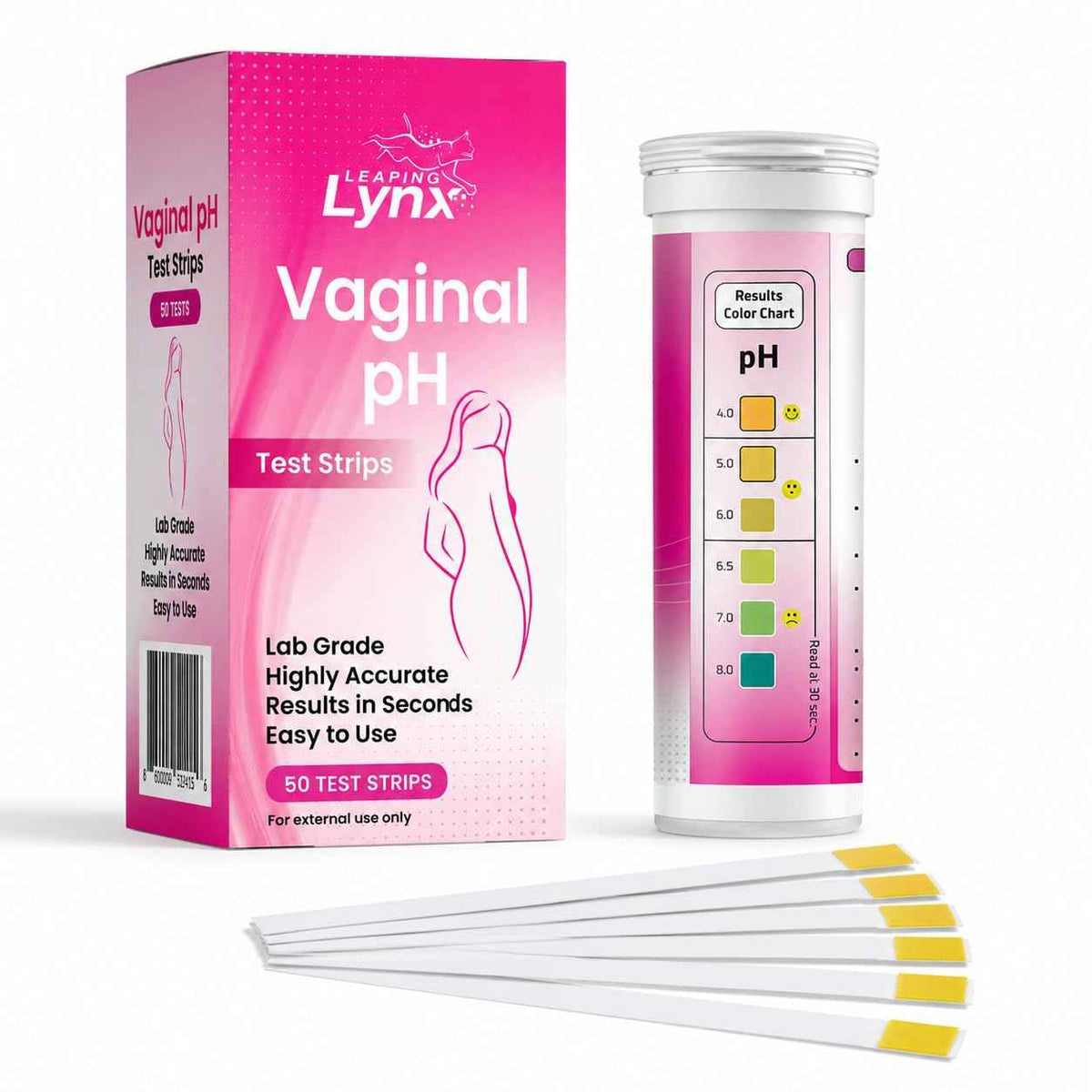 Vaginal pH Test Strips for Women - 50 Count - BV, Yeast & UTI Risk Screening - pH Range 4.0-8.0 - Easy Home Feminine Care Balance Check