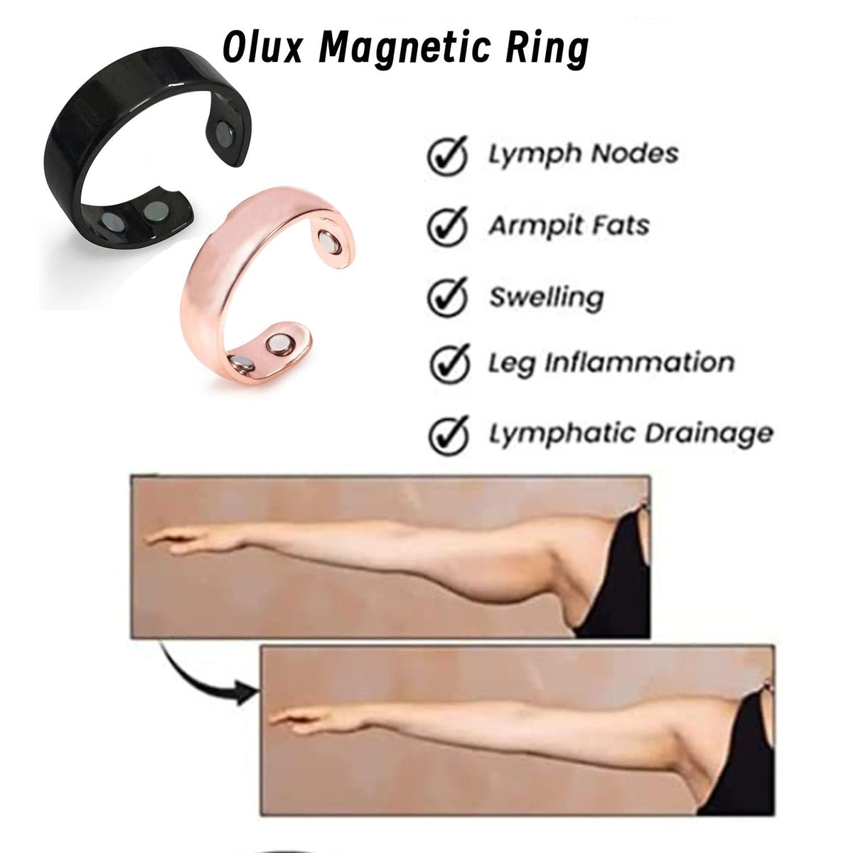 HVZZ Calmi Ring, Olux Rings for Women, Calmi Magnetic Ring for Lymphatic Drainage Arthritis Pain Relief