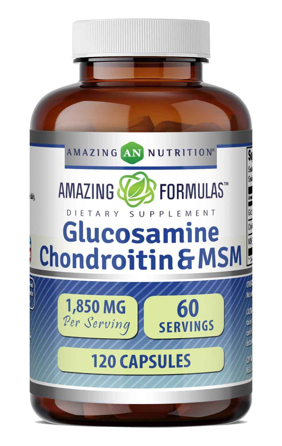 Amazing Formulas Glucosamine Chondroitin & MSM Supplement - 1850 Mg per Serving - 240 Capsules - Non-GMO - Gluten-Free - Made in USA
